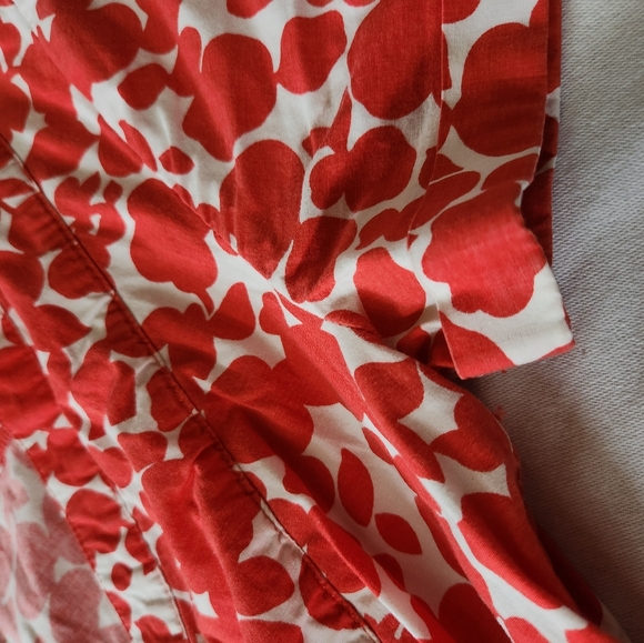 Boden Lara Red Floral Wrap Dress 2R | Cotton Fit & Flare Short Sleeve - Picture 4 of 7